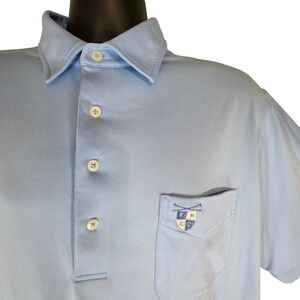 Donald Ross Golf Polo Shirt FHCC Crest‎ Short Sleeve Light Blue Mens Size L